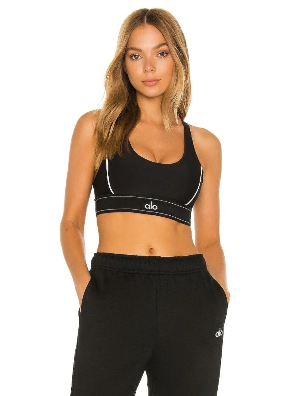 Alo Yoga Suit Up Bra in Black Large New Womens Cropped Tank Top